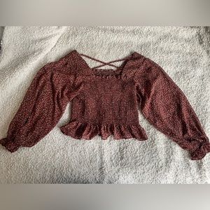 Flower crop top long sleeve